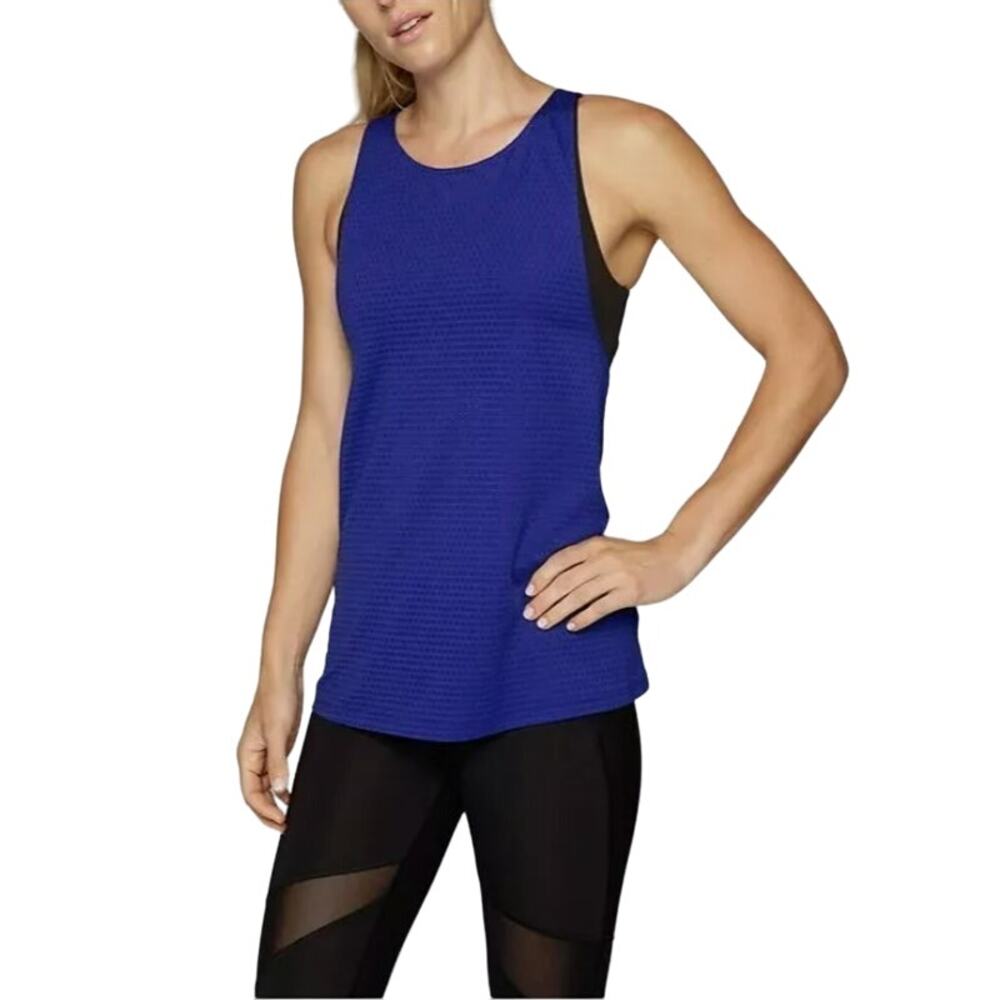 NWT Athleta Womens Sculptek Support Tank Top Backless Blue Black Medium